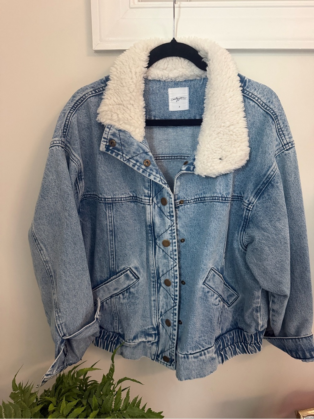 CJLA Light Blue Sherpa-Lined Denim Bomber Jacket - Casual Women’s Coat